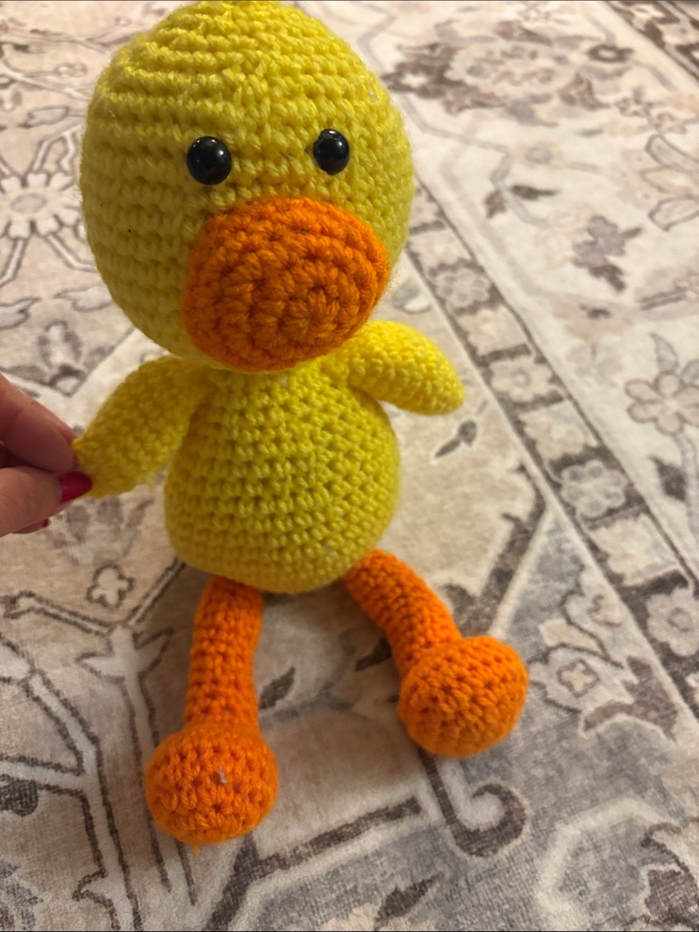Handmade Yellow & Orange Crochet Duck Plush Bird Toy